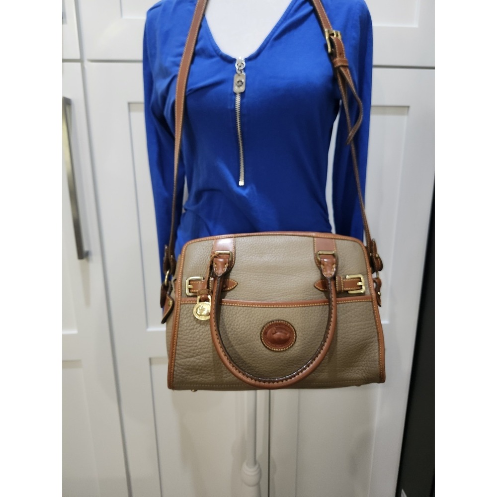 Dooney & Bourke AWL Beige Brown Doctors Top Handle Crossbody Vtg 80's RARE HTF